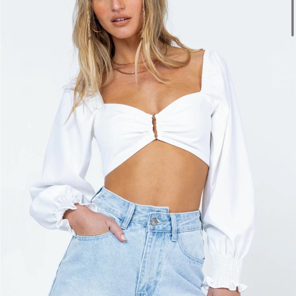 NWT Princess Polly Long Sleeve White Crop Top